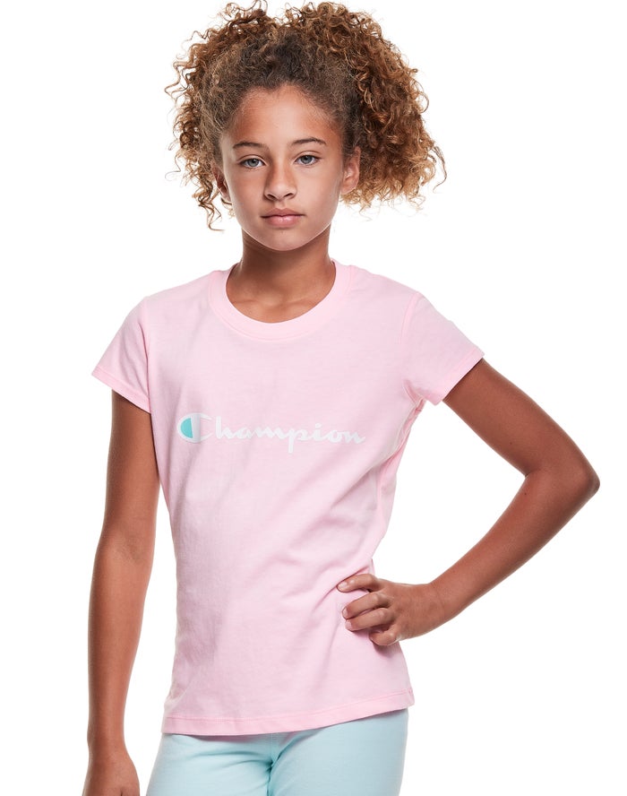 Camiseta Champion Niña - Classic Script Logo ( Rosas ) 1064527-FC